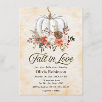 Invitation Automne Blanc Citrouille Tombez Amoureux Enterreme