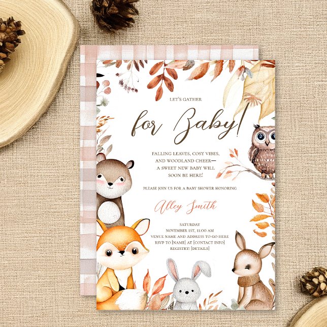 Invitation Automne Bois Animaux Rustiques Baby shower d'autom (Créateur téléchargé)
