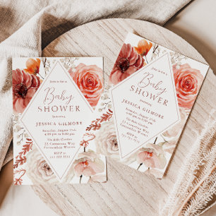 Invitation Automne Botanique Boho Floral Baby shower neutre