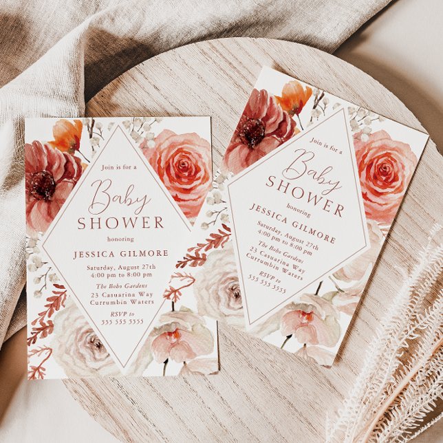 Invitation Automne Botanique Boho Floral Baby shower neutre (Créateur téléchargé)