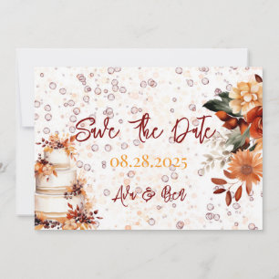 Invitation Automne Bourgogne Orange Floral Enregistrer la car