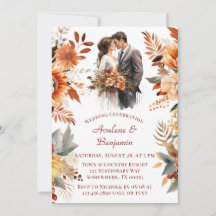 Automne Bourgogne Orange Floral Mariée et Mariage 