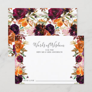 Invitation Automne Bourgogne Orange Floral Mots de sagesse Ca