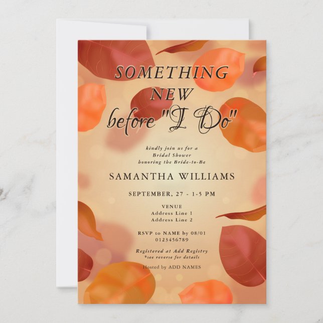 Invitation Automne Brûlé Orange Quelque Chose Nouvelle Fête d (Devant)