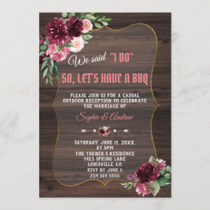 Invitation Automne Burgundy Blush Mariage I DO BBQ