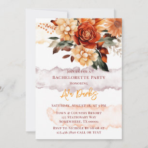 Invitation Automne Burgundy Orange Floral Bachelorette Party