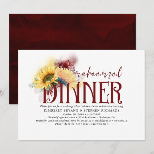 Invitation Automne Burgundy Rouge Jaune Dîner De Répétition F