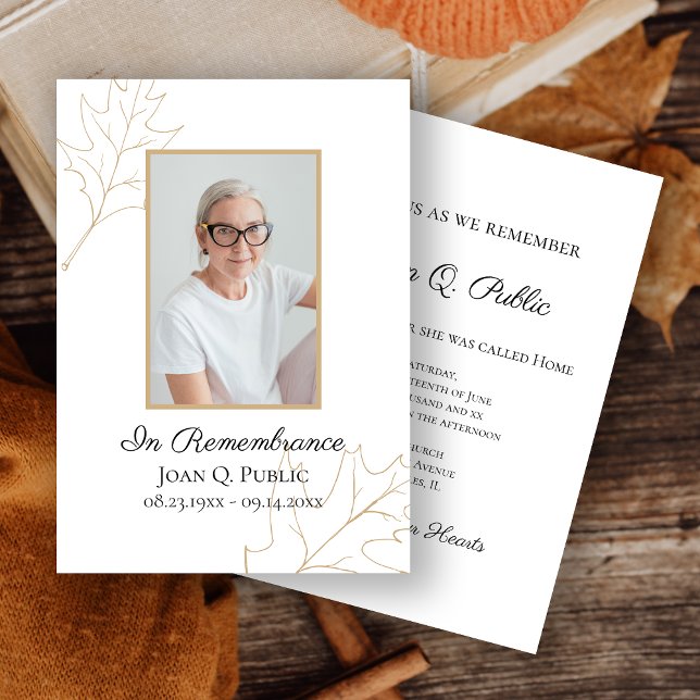 Invitation Automne Chêne Feuille Mémorial de l'anniversaire d (Créateur téléchargé)