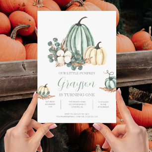 Invitation Automne Citrouille Aquarelle 1er Anniversaire Invi