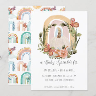Invitation Automne Citrouille Arc-en-ciel Mustard bleu Blush 
