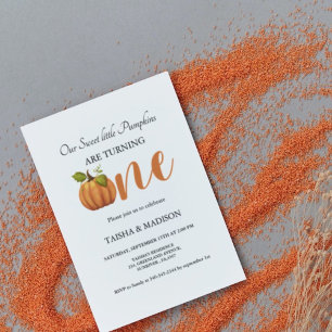 Invitation Automne citrouille automne Twins premier anniversa