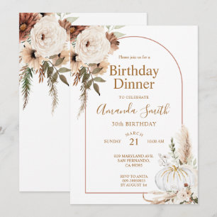 Invitation Automne Citrouille Boho Arch Floral Anniversaire 3