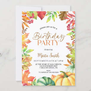 Invitation Automne citrouille fête d'anniversaire