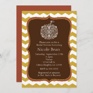 Invitation Automne Citrouille & Gold Chevron Elegant Invitati