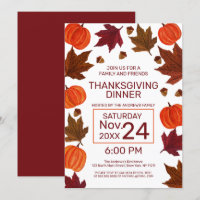 Automne Citrouille Maple Feuille Aquarelle Thanksg