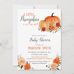 Invitation Automne Citrouille orange   BABY SHOWER