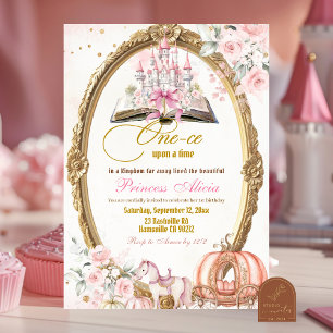 Invitation Automne Citrouille rose livre conte de fées Annive