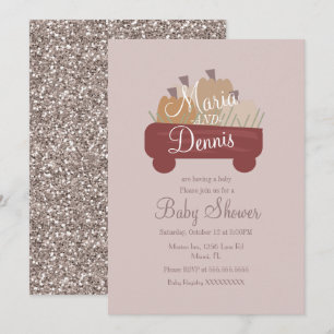 Invitation Automne Citrouille simple Baby shower en forme de