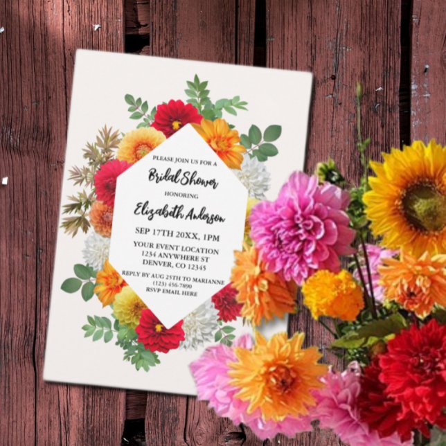 Invitation Automne Dahlia Floral Fête des mariées automne (Créateur téléchargé)