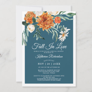 Invitation Automne dans l'amour Rustique Turquoise Bleu Fête