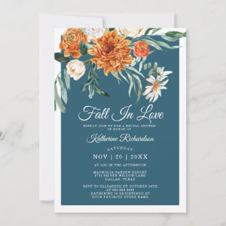 Invitation Automne dans l'amour Rustique Turquoise Bleu Fête