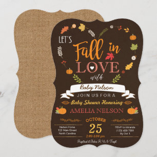 Invitation Automne de toile de jute dans l'invitation de baby