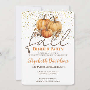 Invitation Automne Dîner à thème fête Anniversaire