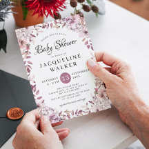 Automne Elégant Fleurs violettes Baby shower de fe