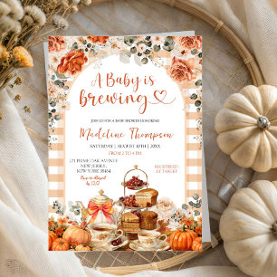 Invitation Automne En vichy Citrouille Baby shower Tea Party
