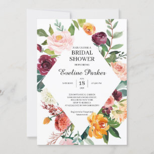 Invitation Automne et automne Blush Bourgogne Orange fleurs