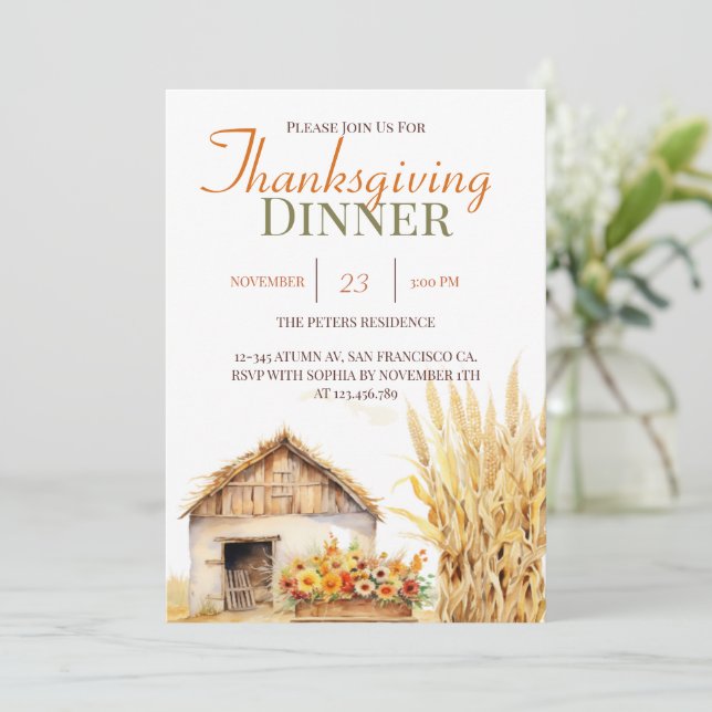 Invitation Automne Étoile d'automne Thanksgiving Dîner Invita (Debout devant)