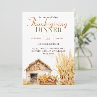 Invitation Automne Étoile d'automne Thanksgiving Dîner Invita