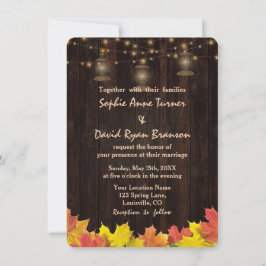Invitation Automne Feuilles Bois Vieux Lanternes Mariage Invi