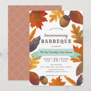 Invitation Automne Feuilles Brown Ménage BBQ