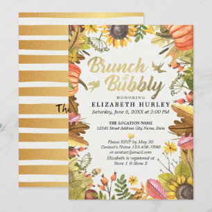 Invitation Automne Feuilles Citrouille Brunch Fête des mariée