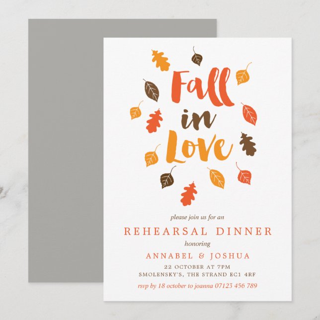 Invitation Automne Feuilles de l'automne Dîner de répétition (Devant / Derrière)