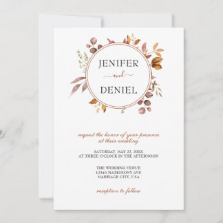 Invitation Automne Feuilles Russe Pays Boho Mariage