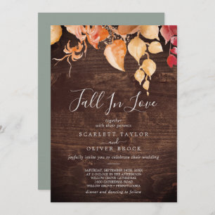 Invitation Automne Feuilles Rustique Bois Brown Chute En Amou