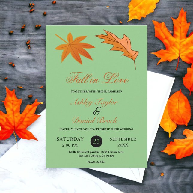 Invitation Automne Feuilles Rustique Sage Automne Mariage Flo (Créateur téléchargé)