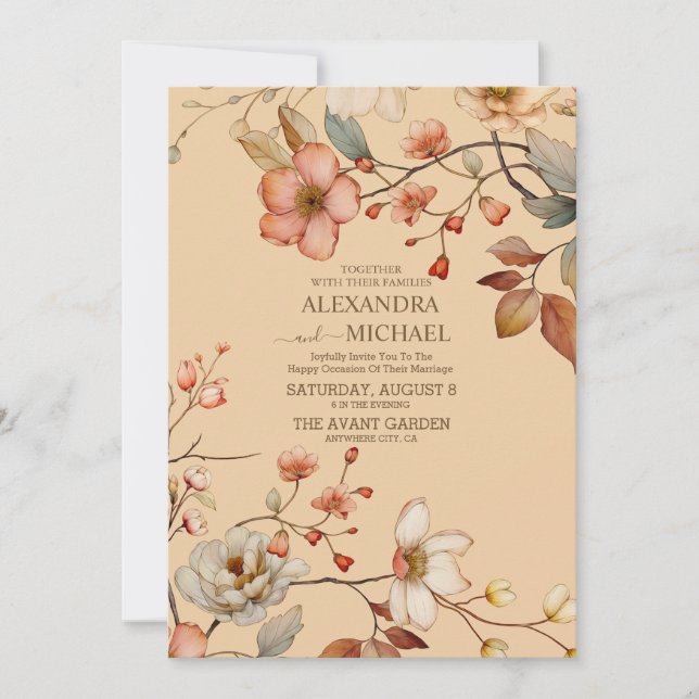 Invitation Automne Fleur sauvage Floral Mariage (Devant)