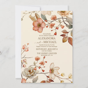 Invitation Automne Fleur sauvage Floral Mariage