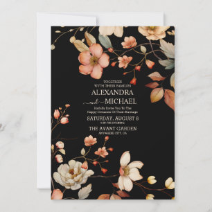 Invitation Automne Fleur sauvage Floral Mariage noir