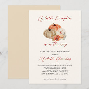 Invitation Automne Fleurs Citrouilles Baby shower élégant