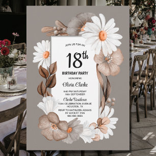 Invitation Automne Floral 18e fête d'anniversaire