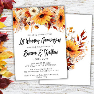 Invitation Automne Floral 1er anniversaire Mariage