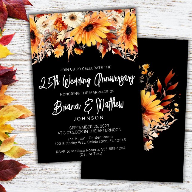 Invitation Automne Floral 25e anniversaire du Mariage (Créateur téléchargé)