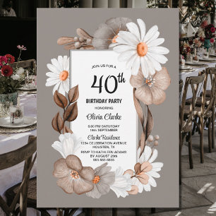 Invitation Automne Floral 40e fête d'anniversaire