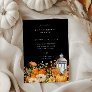 Invitation Automne Floral Aquarelle Thanksgiving Dîner
