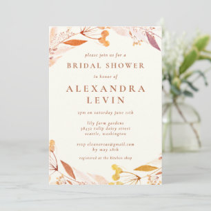 Invitation Automne Floral Aquarelle Wreath Boho Fête des mari