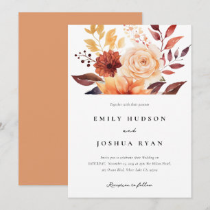 Invitation Automne Floral Boho Mariage